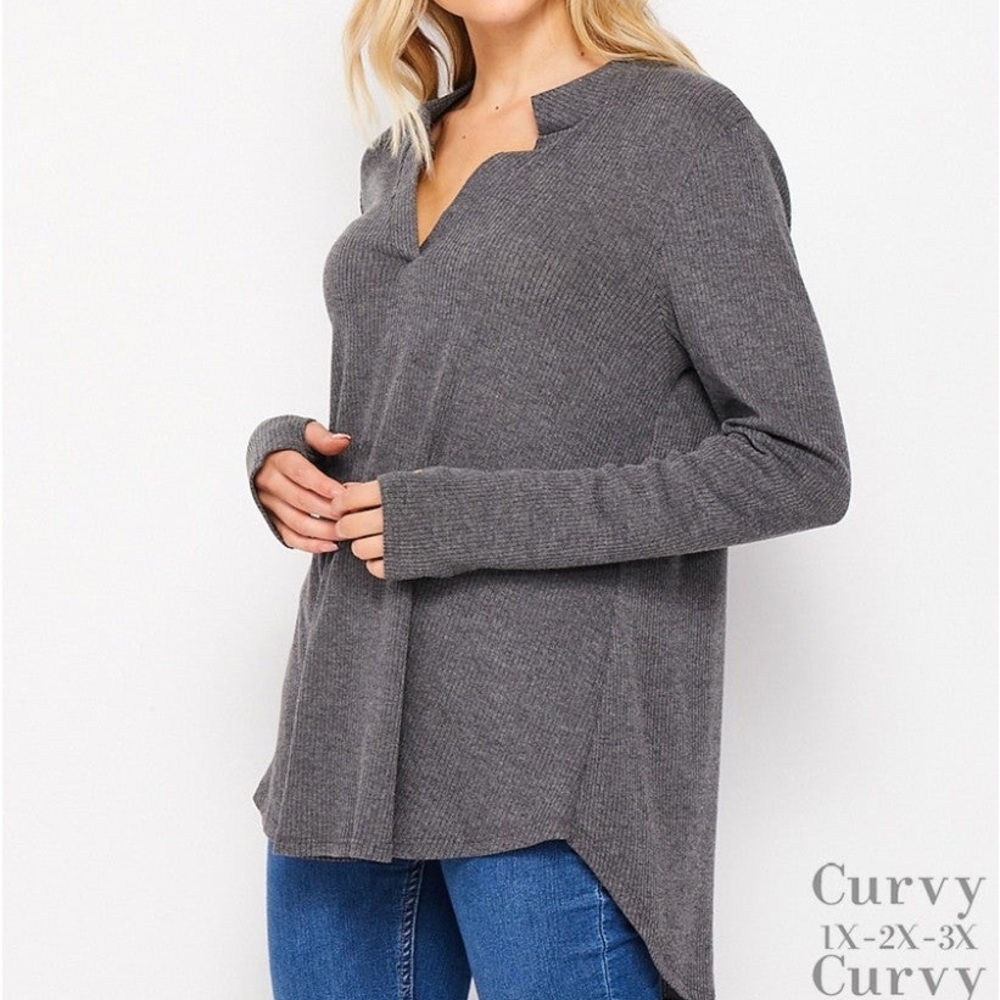 Dark gray long sleeve shirt- HoneyMe